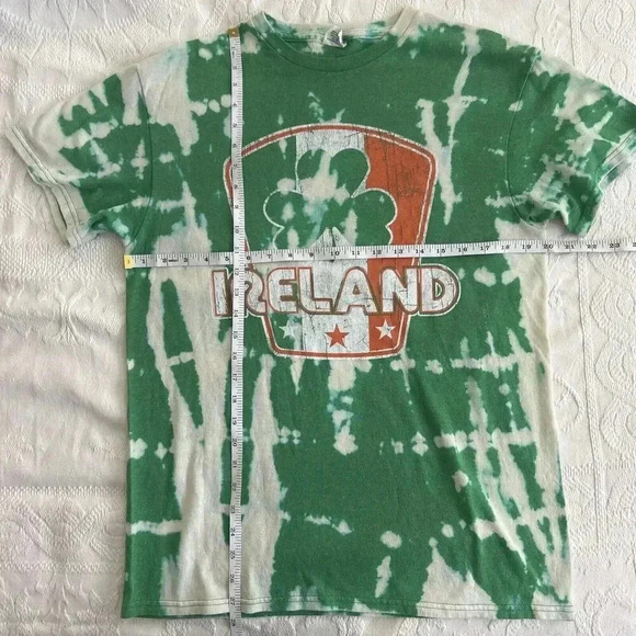 Ireland Tie Dye White Orange Green Clover T-Shirt Delta Pro Weight Size M - Picture 4 of 10